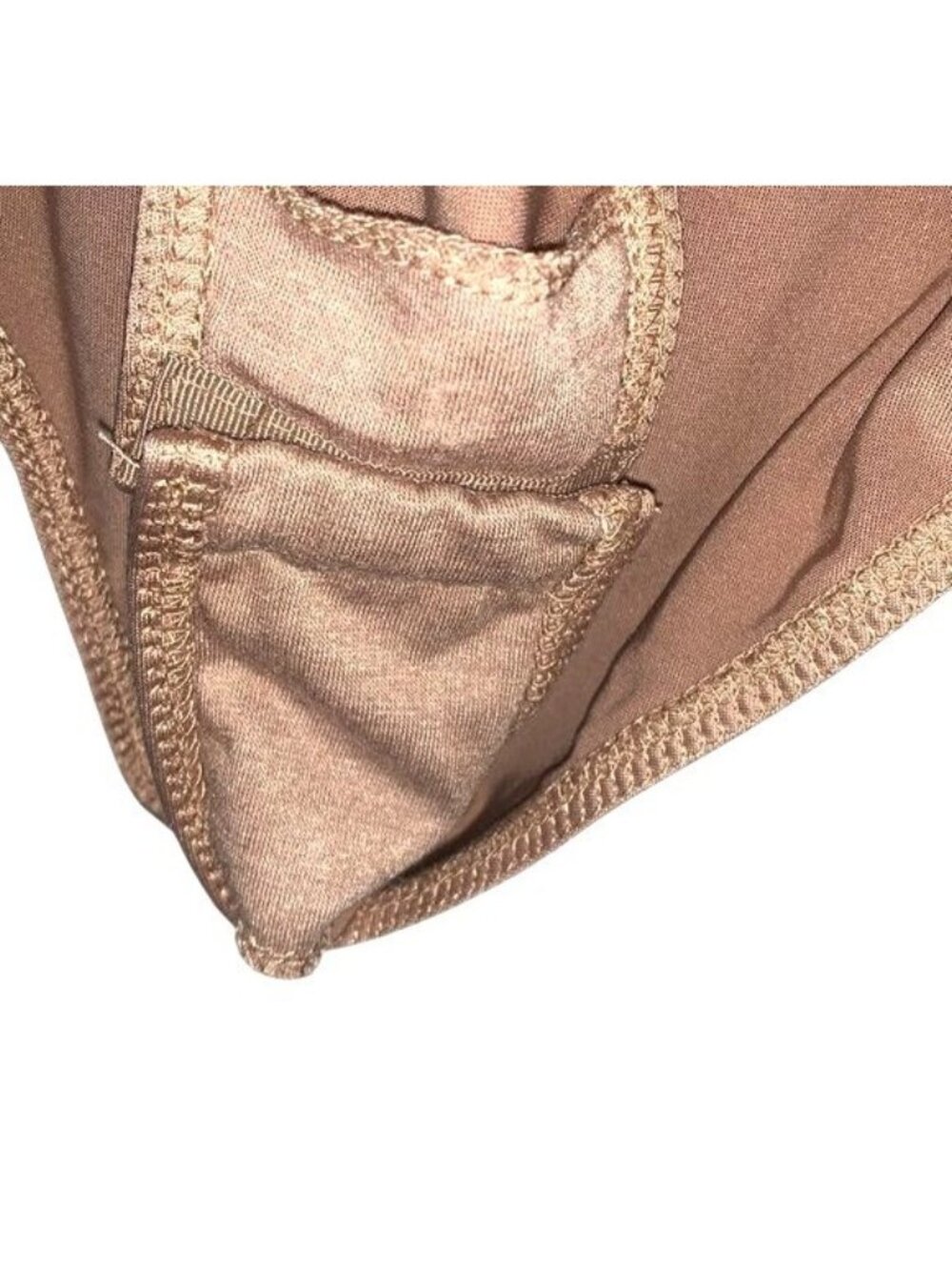 And Now This Womens Tan Sleeveless Bodysuit L Polyester/Spandex Blend Snap Closu - Picture 8 of 11